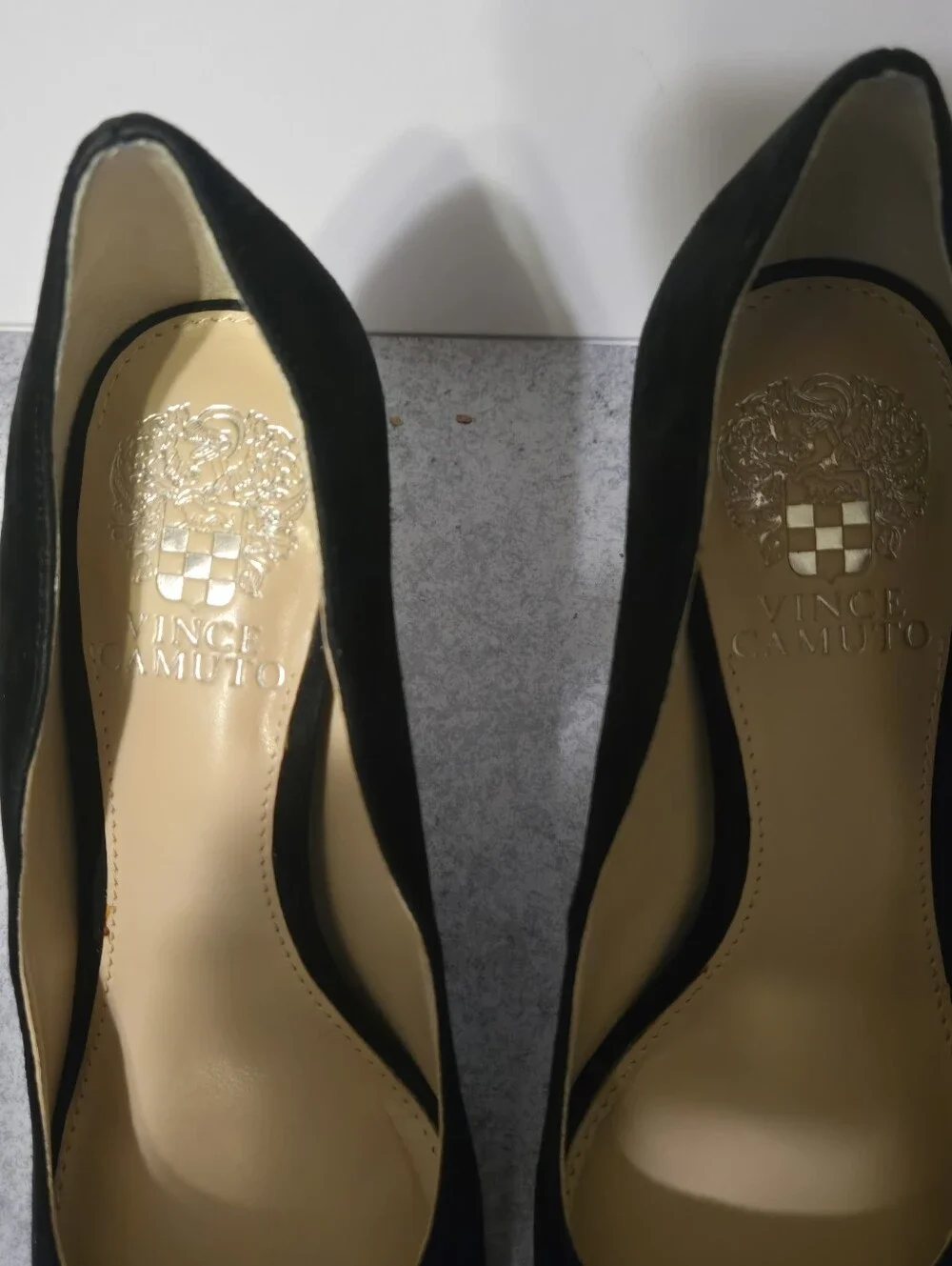Vince Camuto Black Suede Pointed-Toe Heels